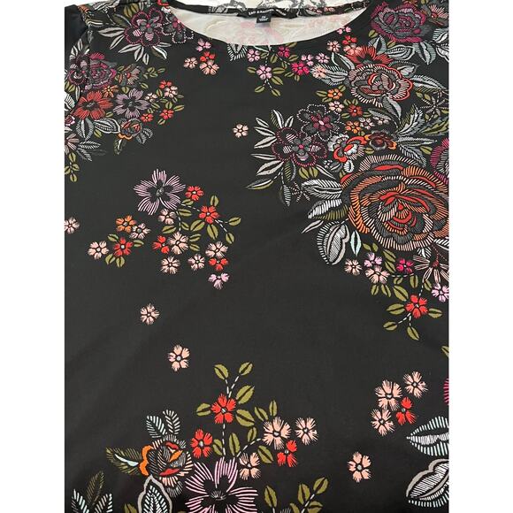 ZAC & RACHEL3/4 SLV PULL-OVER TUNIC BLOUSE, WOMENS, 2X-BLACK & MULTICOLOR FLORAL - Picture 6 of 10